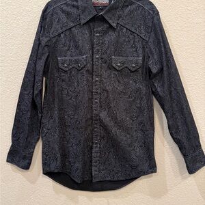 Rock & Roll Cowboy, Men's Black Paisley Long Sleeve Shirt
